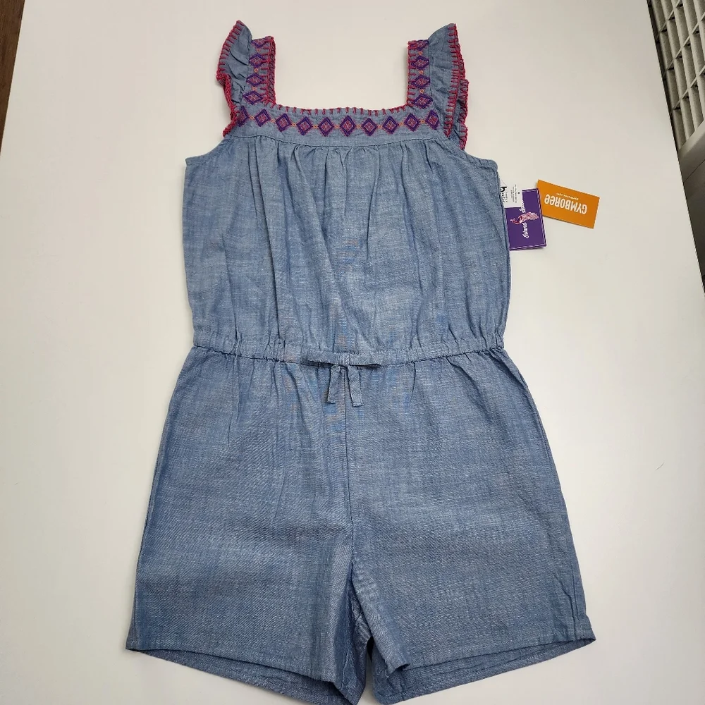 Girls Gymboree Island Spice Embroidered  Romper Dress Sandals Outfit Size 7-8